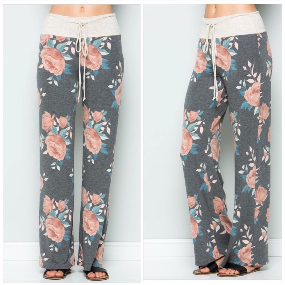 Final Price Gray Floral Casual Lounge Pants - Picture 3 of 6